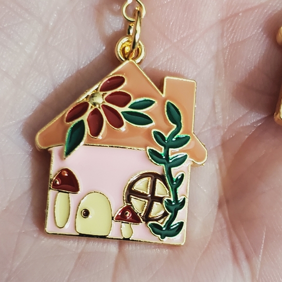 Sloth cactus enamel 18k real gold plated earrings handmade stud dangle artisan - Picture 10 of 11